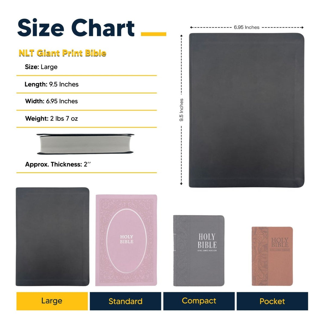 NLT Large Giant Print Faux Leather Holy Bible | Black | New Living Translation - Shepherds Shelf