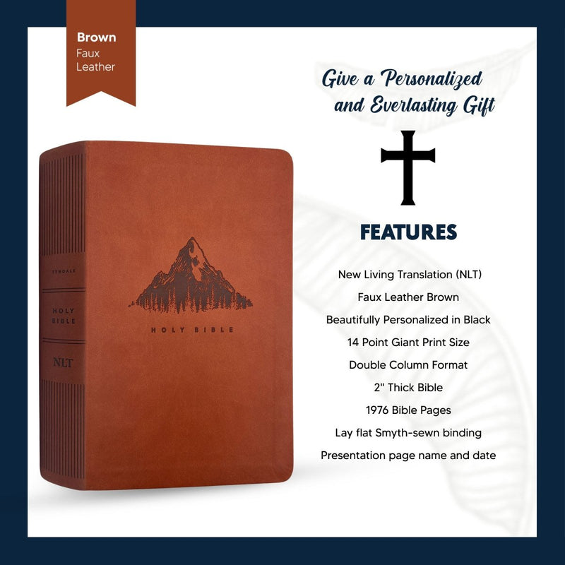 NLT Large Giant Print Faux Leather Holy Bible | Brown | New Living Translation