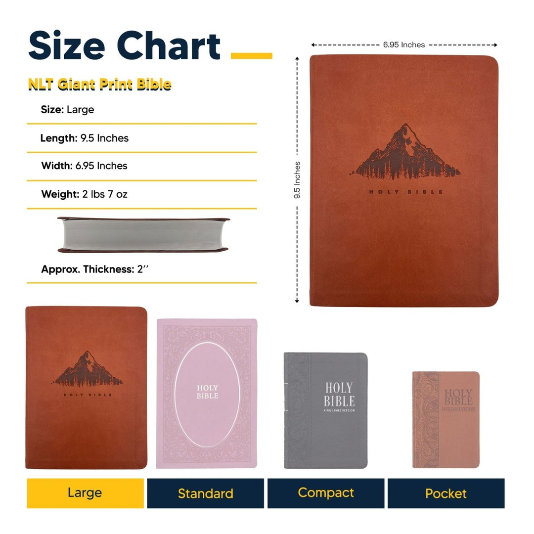 NLT Large Giant Print Faux Leather Holy Bible | Brown | New Living Translation - Shepherds Shelf