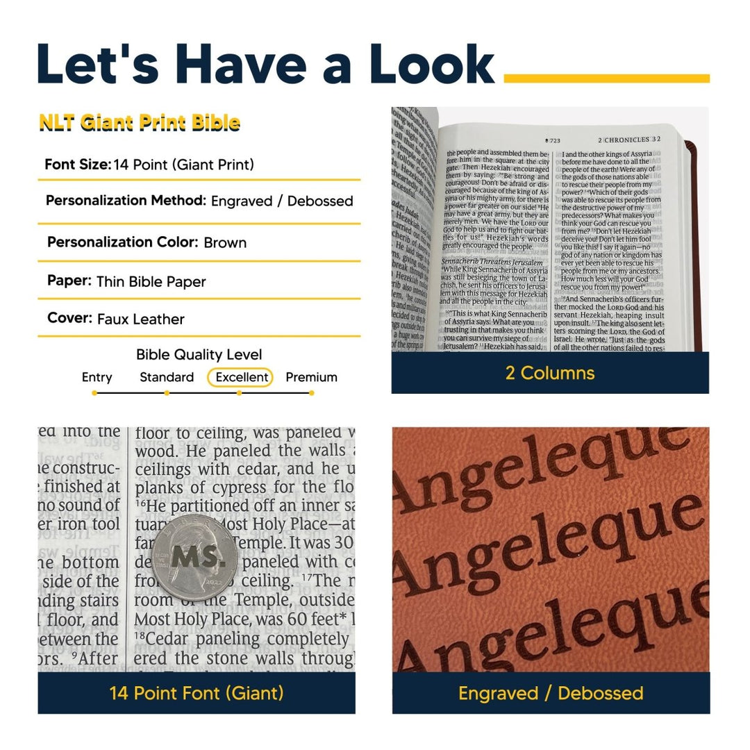 NLT Large Giant Print Faux Leather Holy Bible | Brown | New Living Translation - Shepherds Shelf