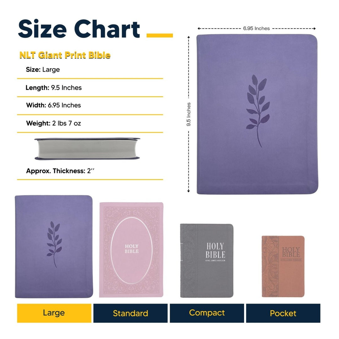 NLT Large Giant Print Faux Leather Holy Bible | Purple | New Living Translation - Shepherds Shelf