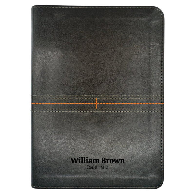 NLT Personalized Men's Holy Bible Every Man's Black Study Bible | Small Text Faux Leather Stitched Cover