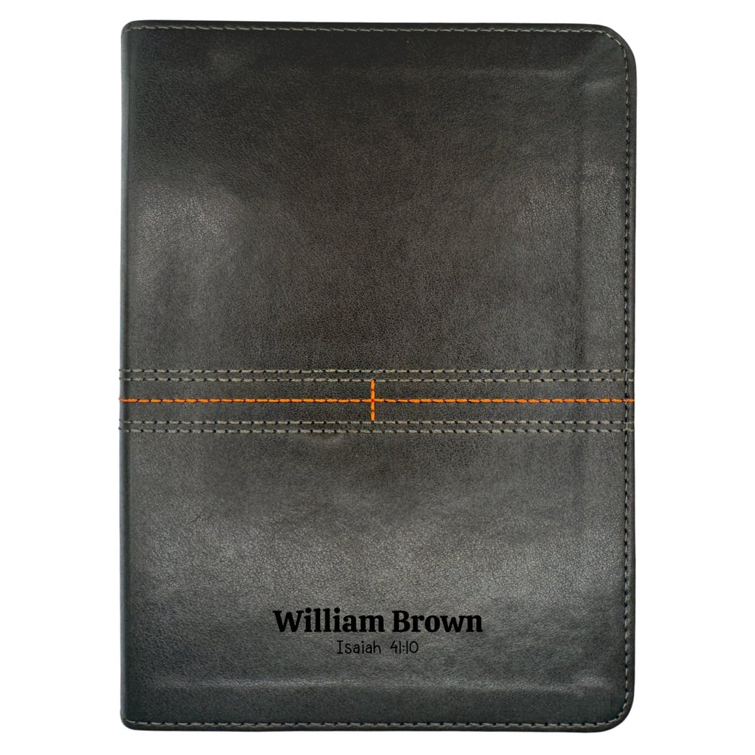 NLT Personalized Men's Holy Bible Every Man's Black Study Bible | Small Text Faux Leather Stitched Cover - Shepherds Shelf