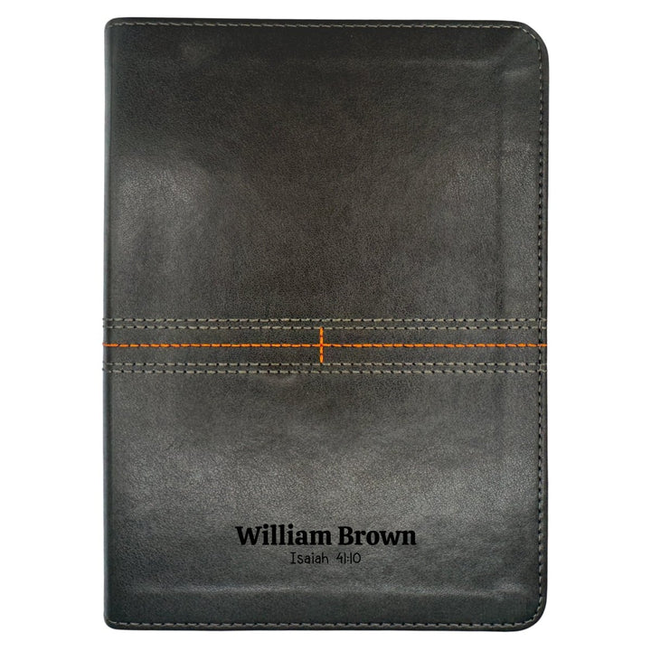 NLT Personalized Men's Holy Bible Every Man's Black Study Bible | Small Text Faux Leather Stitched Cover - Shepherds Shelf