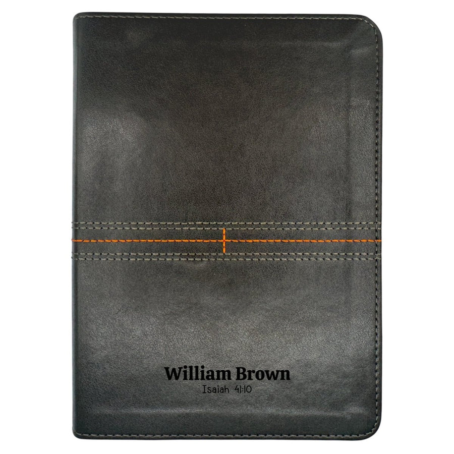 NLT Personalized Men's Holy Bible Every Man's Black Study Bible | Small Text Faux Leather Stitched Cover - Shepherds Shelf
