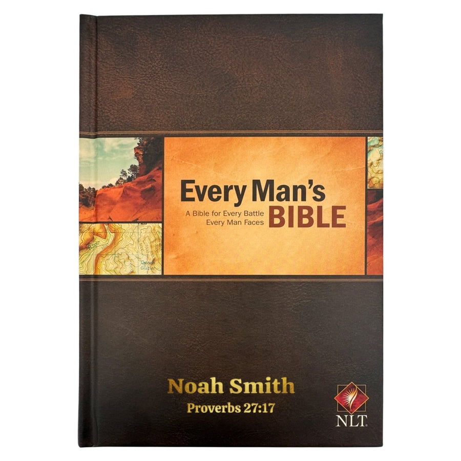 NLT Personalized Men's Holy Bible Hardcover Every Man's Brown Study Bible | Small Text - Shepherds Shelf