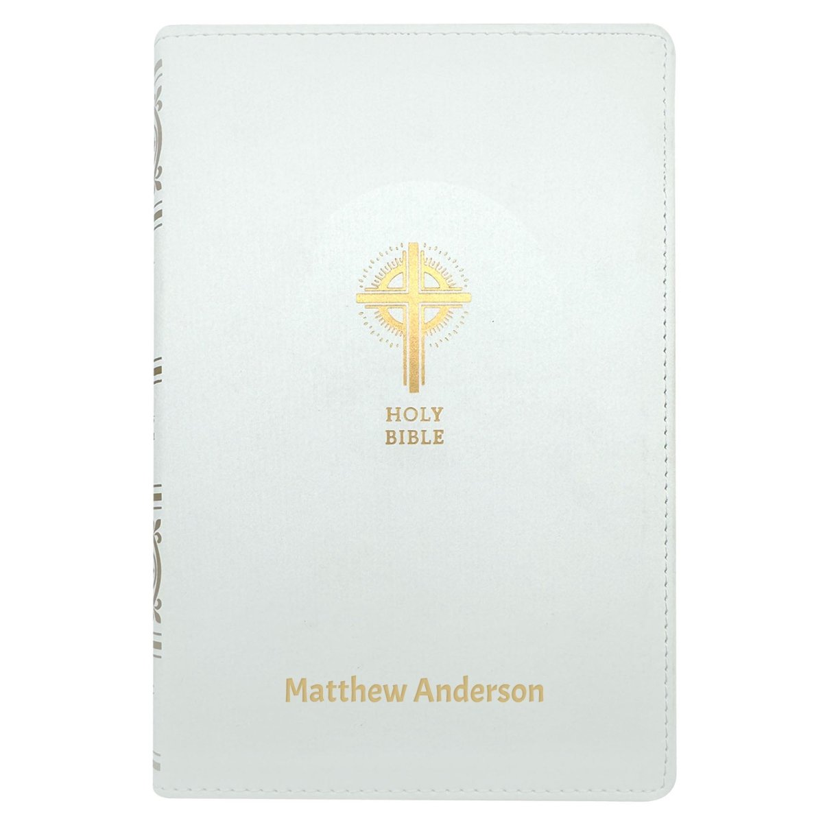 NRSV White Faux Leather Custom Holy Bible Medium Print Catholic Edition - Shepherds Shelf