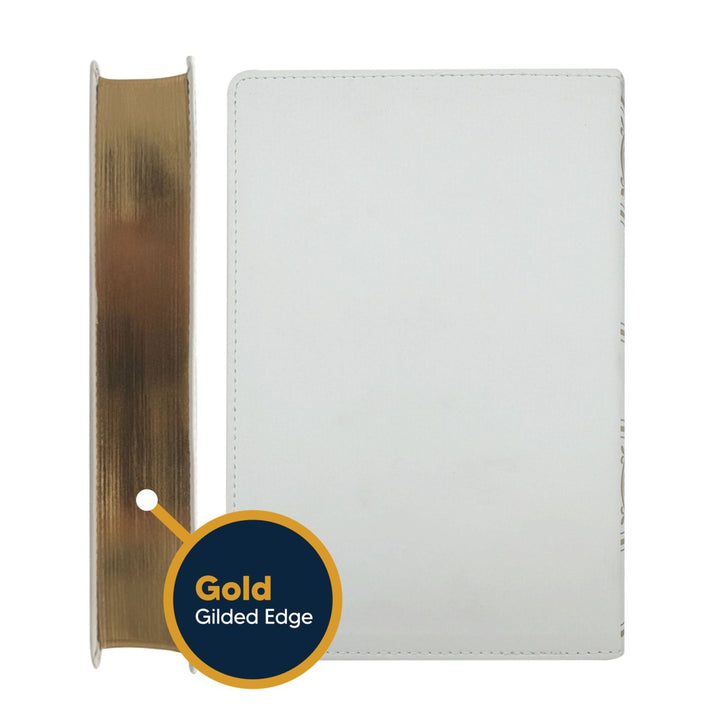 NRSV White Faux Leather Custom Holy Bible Medium Print Catholic Edition - Shepherds Shelf