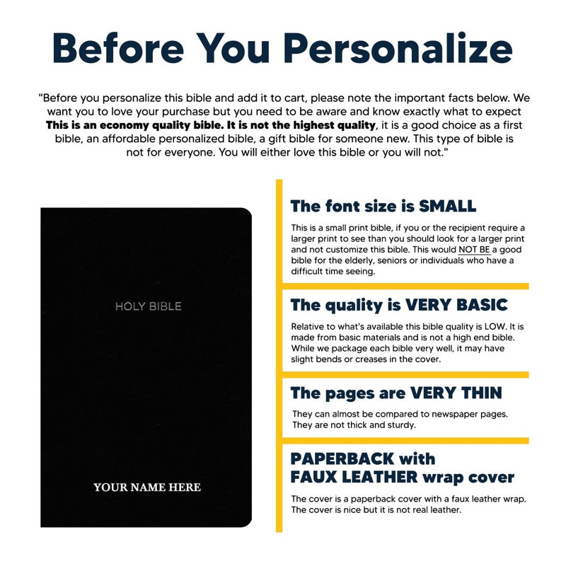 NKJV Black Standard Size Holy Bible Small Print