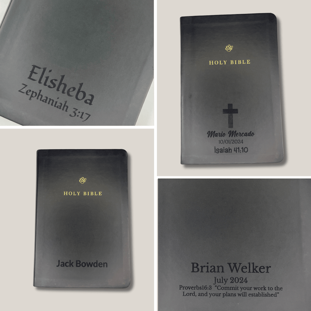 Personalized Black TruTone Faux Leather ESV Bible | Shepherds Shelf - Shepherds Shelf