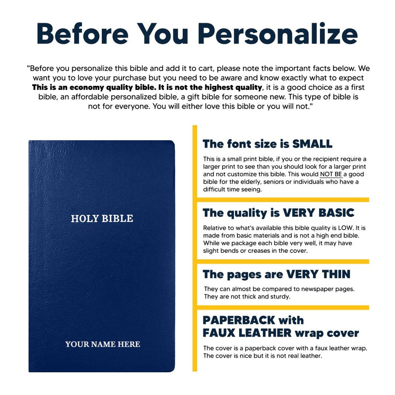 KJV Blue Standard Size Holy Bible Small Print