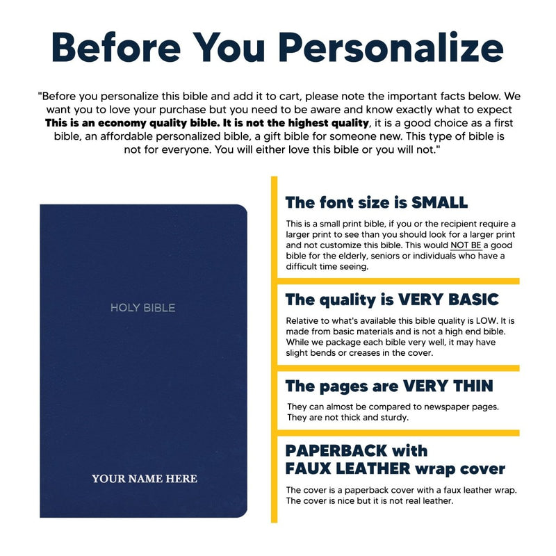NKJV Blue Standard Size Holy Bible Small Print