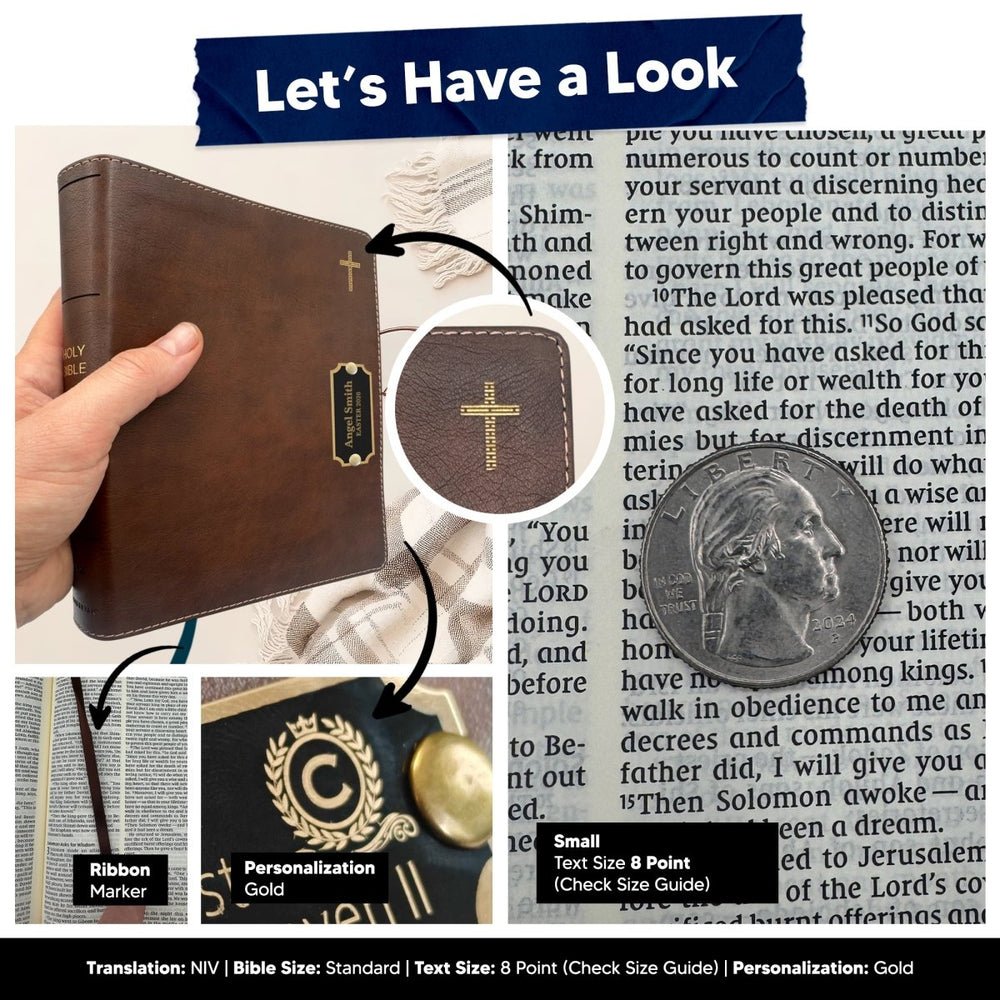 Personalized Brass Plated NIV Journaling Holy Bible | Medium Print | Brown - Shepherds Shelf