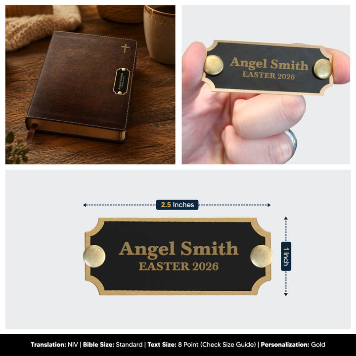 Personalized Brass Plated NIV Journaling Holy Bible | Medium Print | Brown - Shepherds Shelf