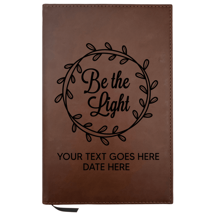 Personalized Brown Leatherette Journal Notebook | Be the Light - Shepherds Shelf