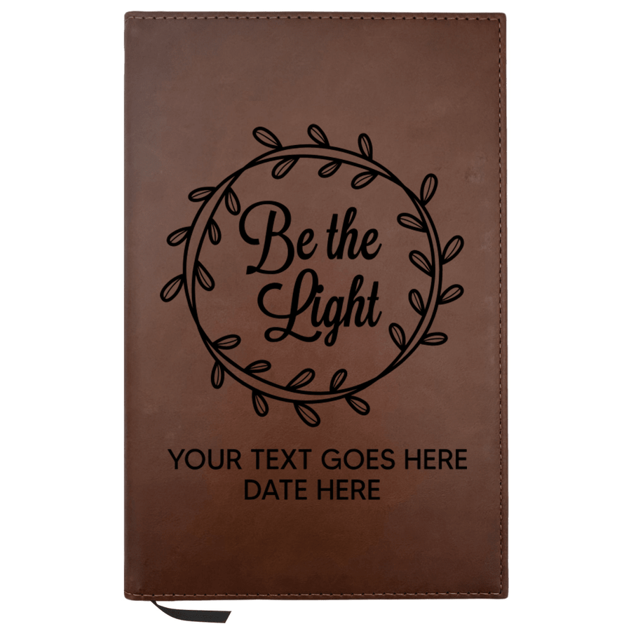 Personalized Brown Leatherette Journal Notebook | Be the Light - Shepherds Shelf