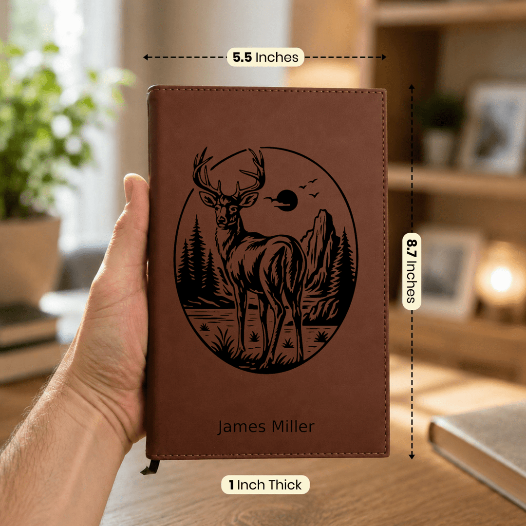 Personalized Brown Leatherette Journal Notebook | Buck - Shepherds Shelf