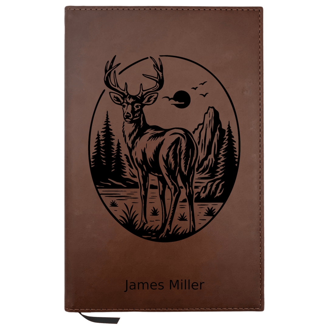Personalized Brown Leatherette Journal Notebook | Buck - Shepherds Shelf