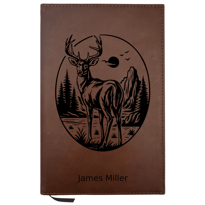 Personalized Brown Leatherette Journal Notebook | Buck - Shepherds Shelf