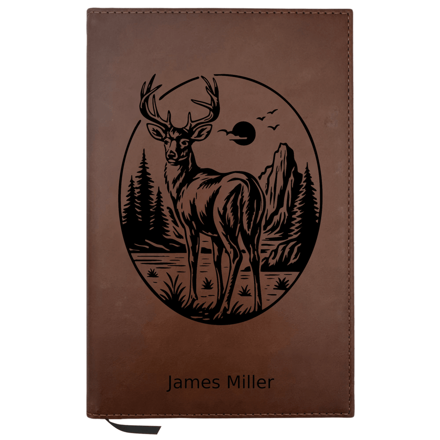 Personalized Brown Leatherette Journal Notebook | Buck - Shepherds Shelf