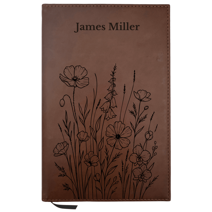 Personalized Brown Leatherette Journal Notebook | Bunch of Flowers - Shepherds Shelf