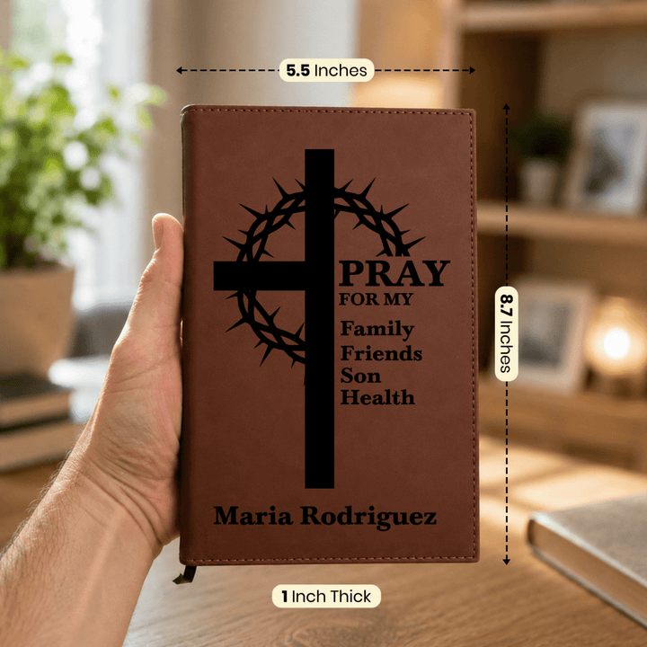 Personalized Brown Leatherette Journal Notebook | Crown of Thorns - Shepherds Shelf