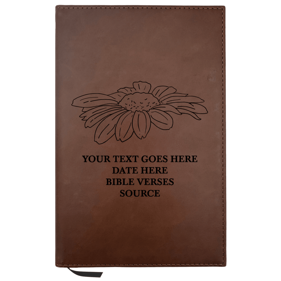 Personalized Brown Leatherette Journal Notebook | Daisy - Shepherds Shelf