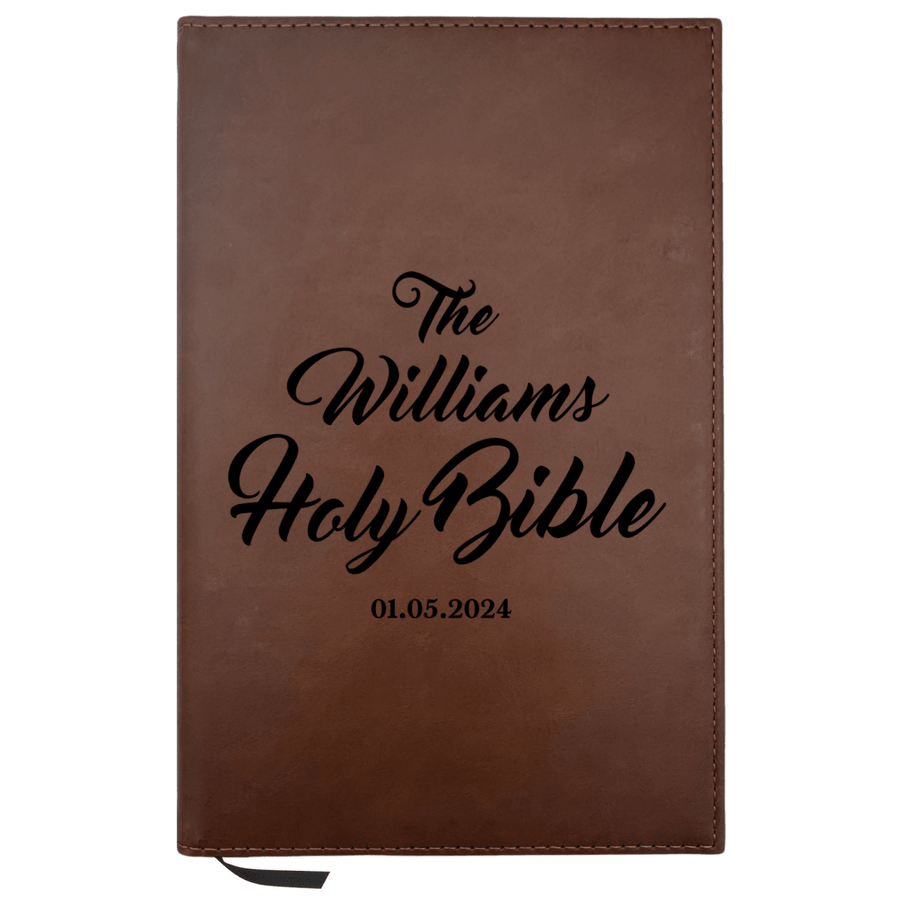Personalized Brown Leatherette Journal Notebook | Family Name - Shepherds Shelf