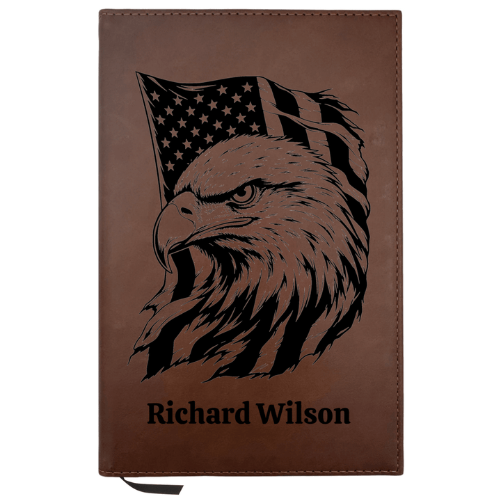 Personalized Brown Leatherette Journal Notebook | Fearless Eagle - Shepherds Shelf