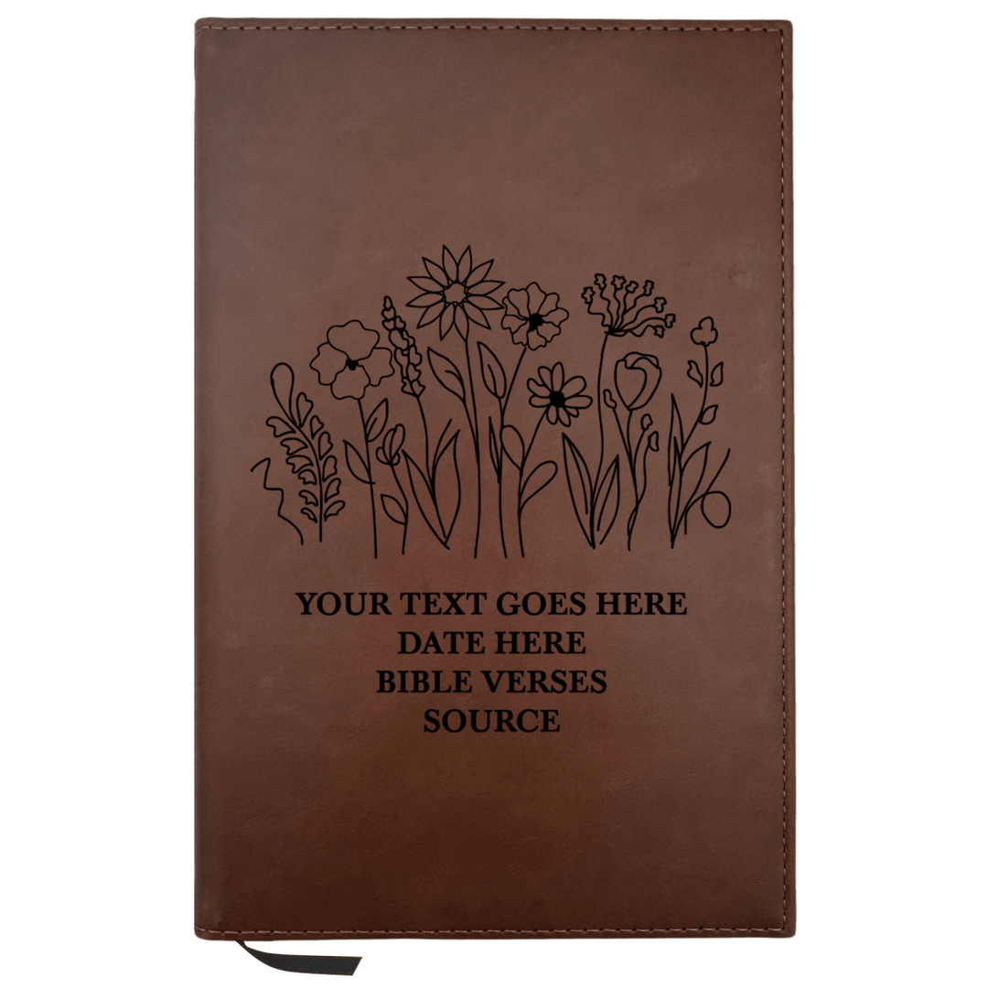 Personalized Brown Leatherette Journal Notebook | Garden - Shepherds Shelf