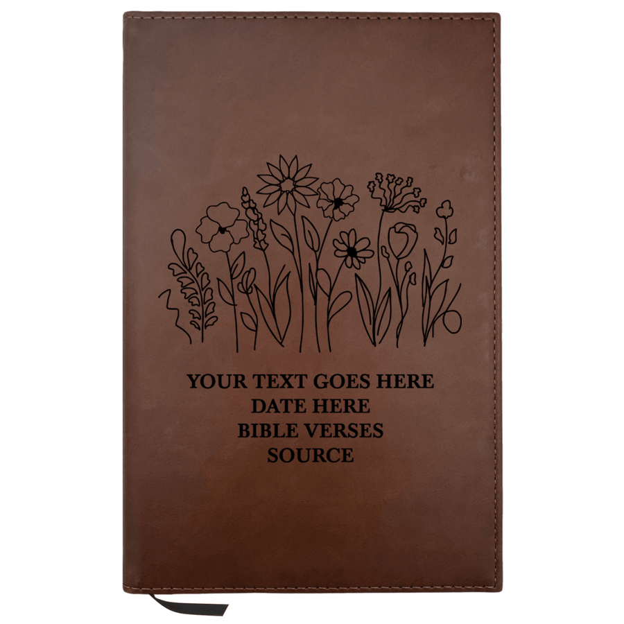 Personalized Brown Leatherette Journal Notebook | Garden - Shepherds Shelf