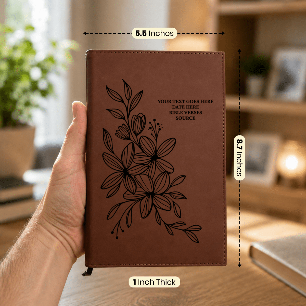 Personalized Brown Leatherette Journal Notebook | Hyacinth - Shepherds Shelf