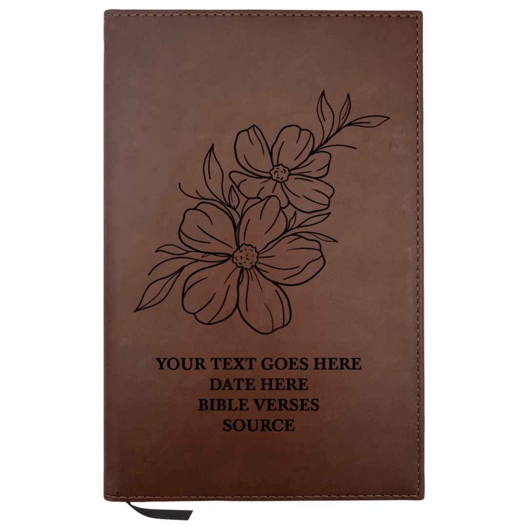 Personalized Brown Leatherette Journal Notebook | Jasmine - Shepherds Shelf