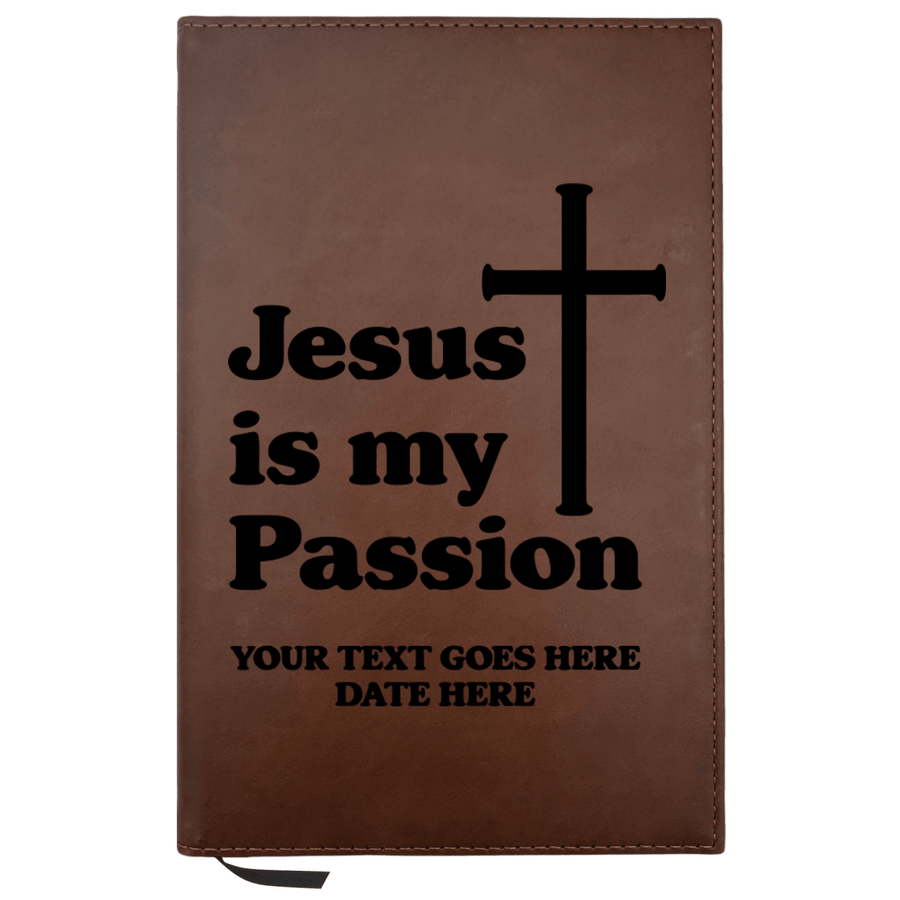 Personalized Brown Leatherette Journal Notebook | Jesus is my Passion - Shepherds Shelf