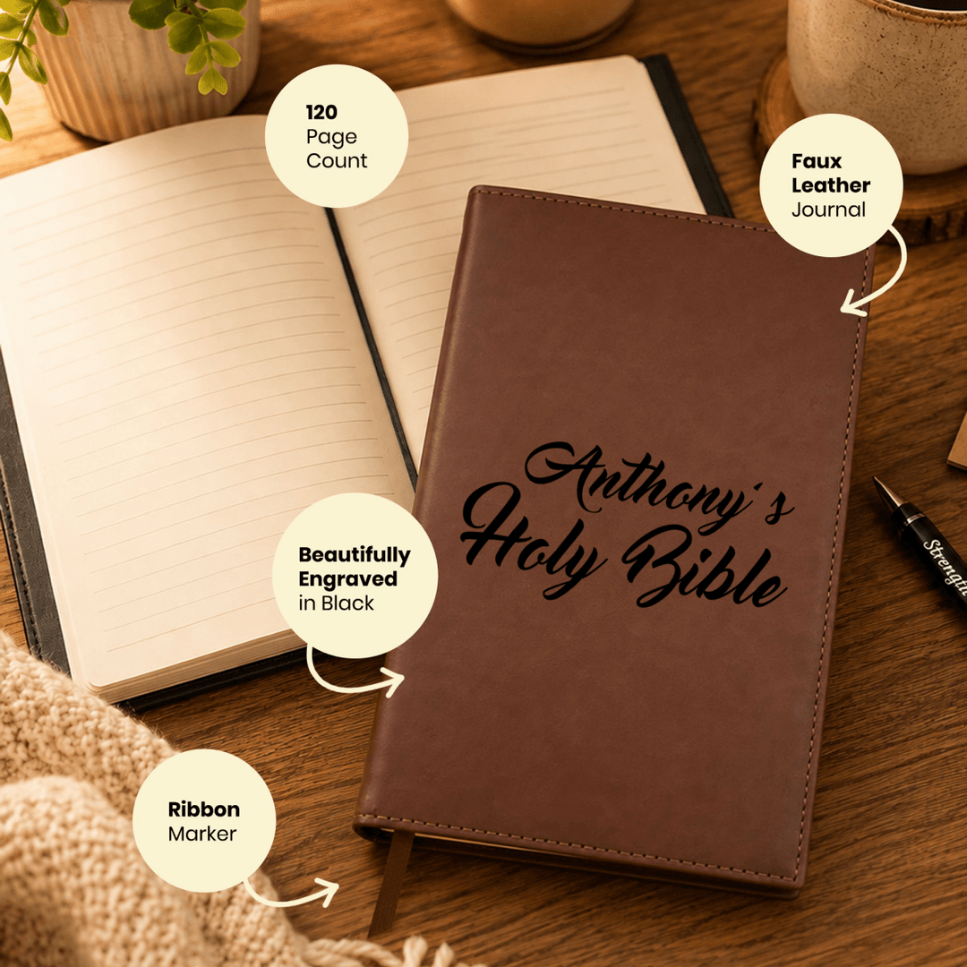 Personalized Brown Leatherette Journal Notebook | Name Here - Shepherds Shelf
