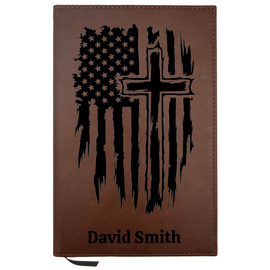 Personalized Brown Leatherette Journal Notebook | One Nation - Shepherds Shelf