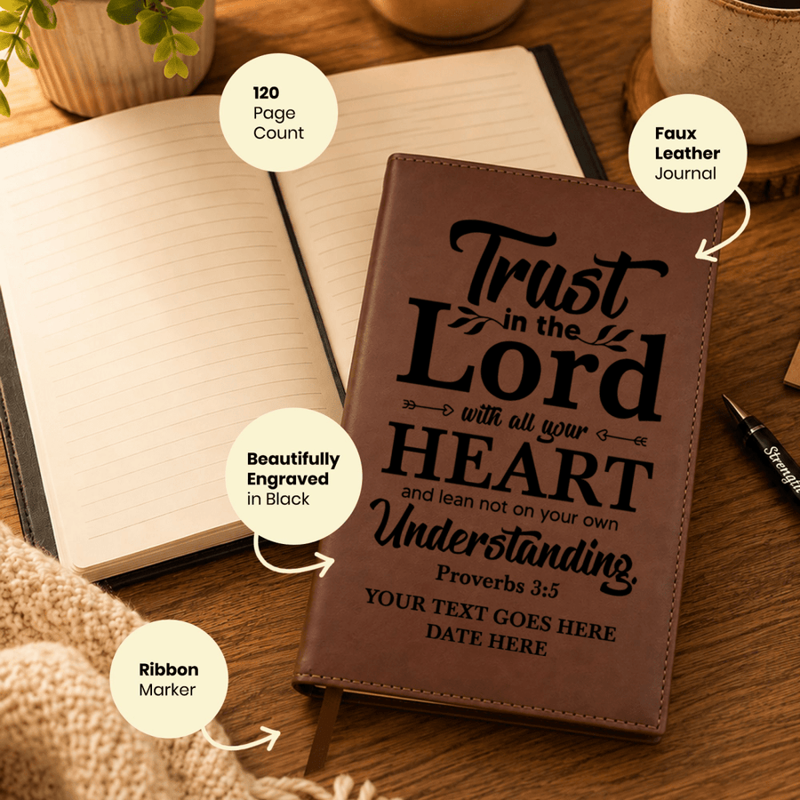 Personalized Leatherette Journal Notebook | Proverbs 3:5