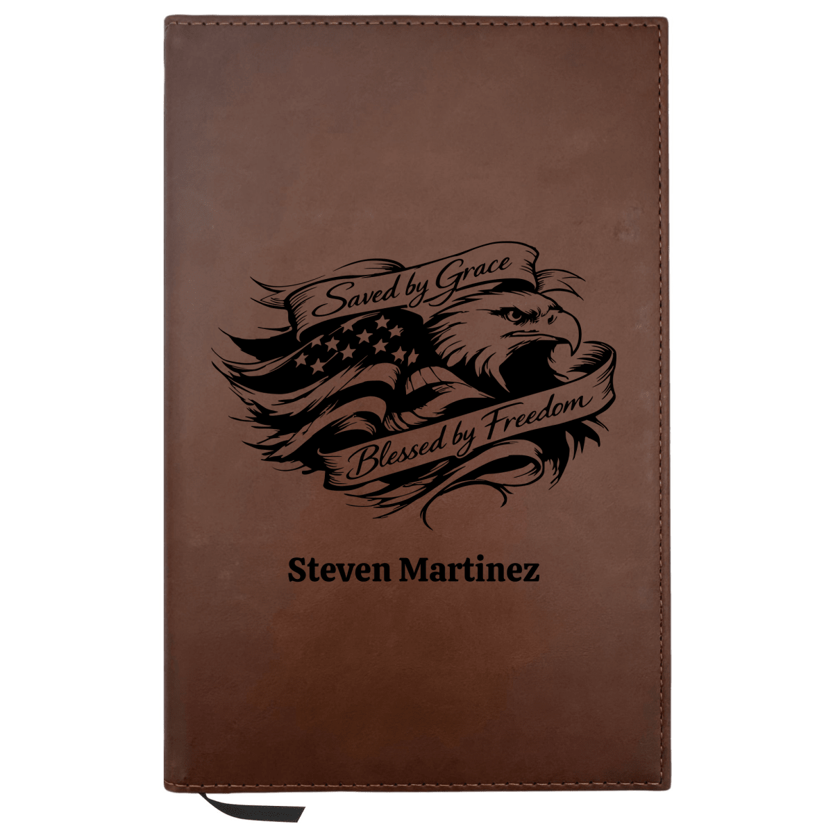 Personalized Brown Leatherette Journal Notebook | Saved by Grace - Shepherds Shelf