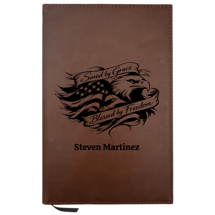 Personalized Brown Leatherette Journal Notebook | Saved by Grace - Shepherds Shelf