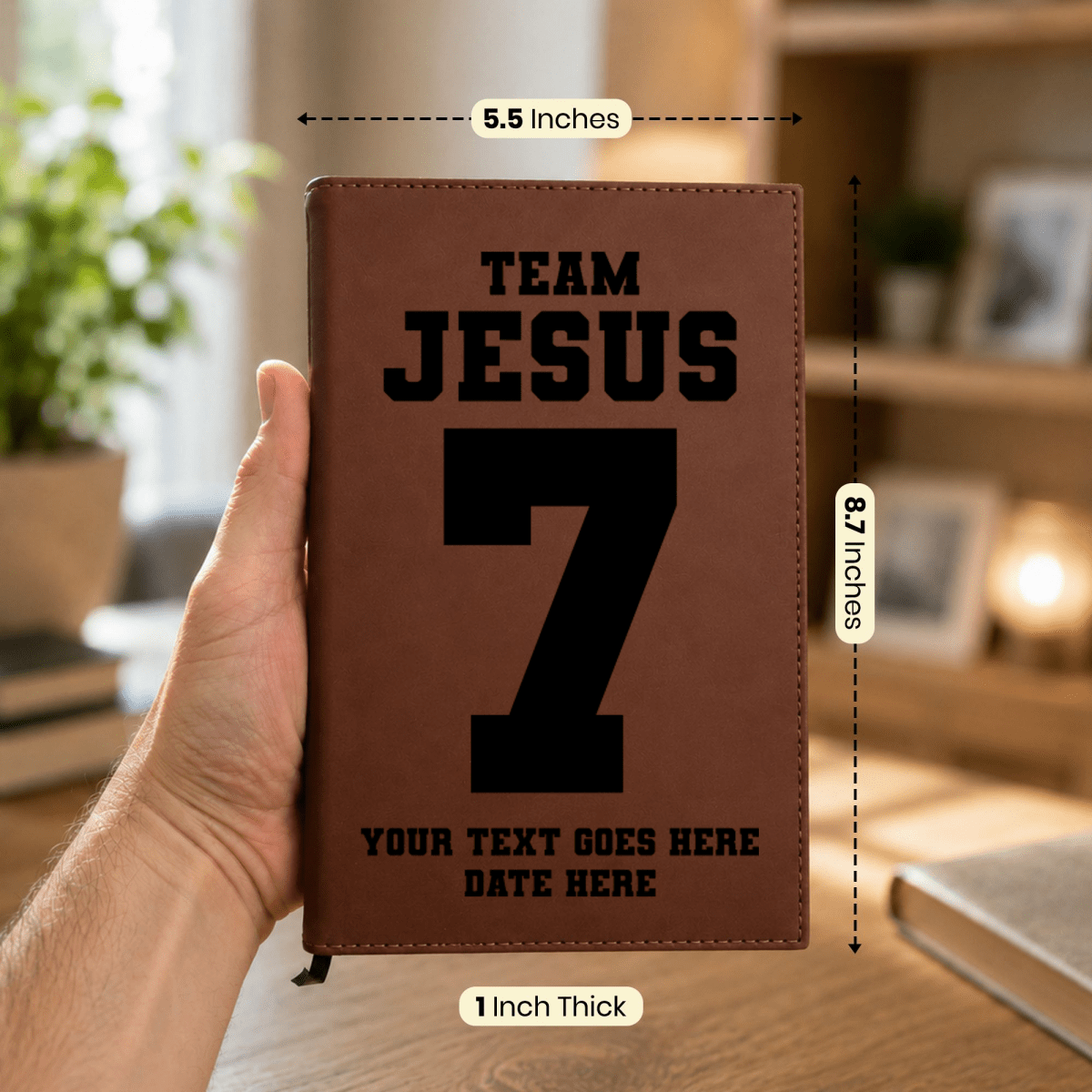 Personalized Brown Leatherette Journal Notebook | Team Jesus - Shepherds Shelf