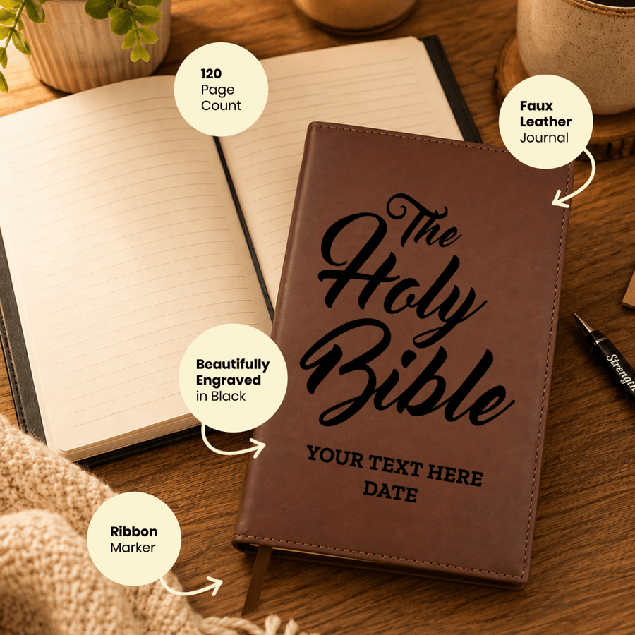 Personalized Leatherette Journal Notebook | The Holy Bible