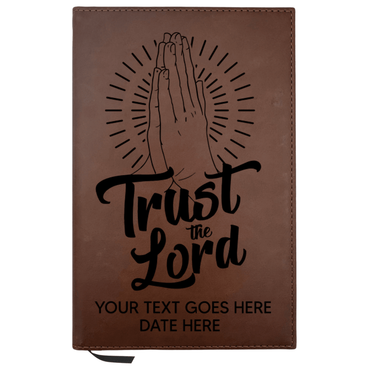 Personalized Brown Leatherette Journal Notebook | Trust the Lord - Shepherds Shelf