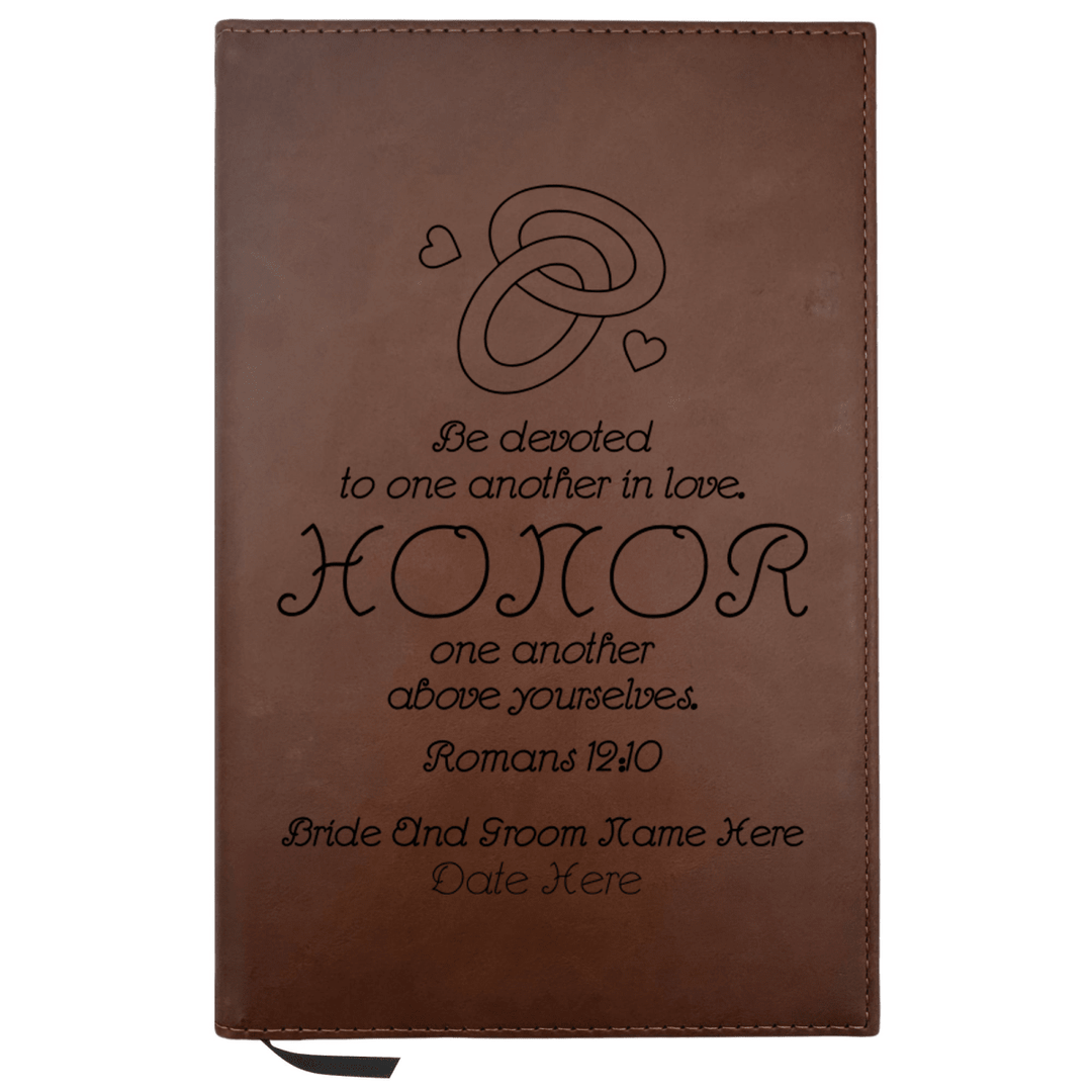 Personalized Brown Leatherette Journal Notebook | Wedding Collection - Shepherds Shelf
