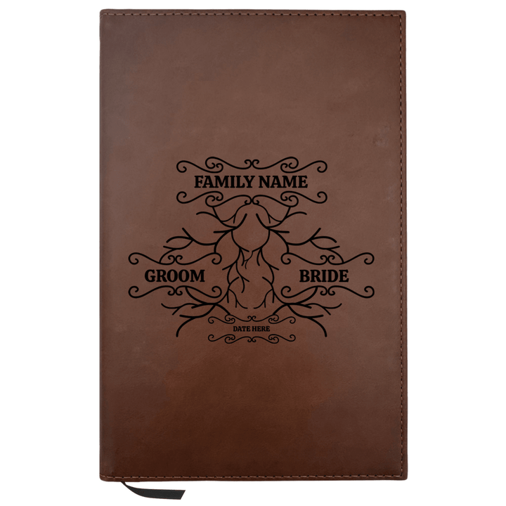Personalized Brown Leatherette Journal Notebook | Wedding Collection - Shepherds Shelf