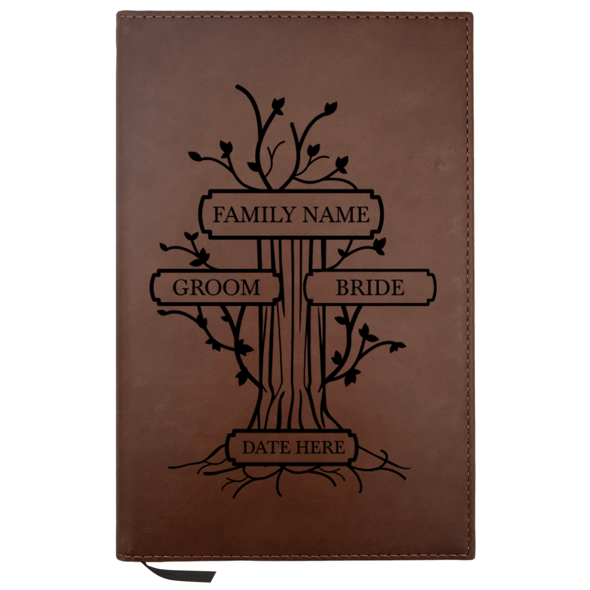 Personalized Brown Leatherette Journal Notebook | Wedding Collection - Shepherds Shelf