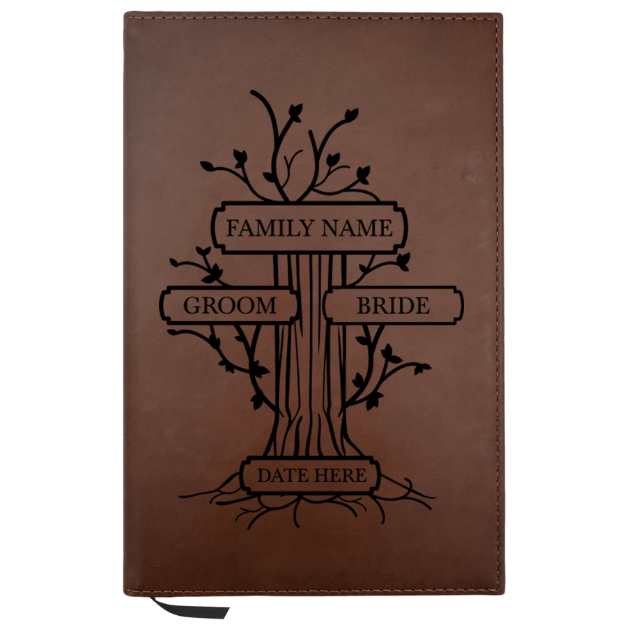 Personalized Brown Leatherette Journal Notebook | Wedding Collection - Shepherds Shelf