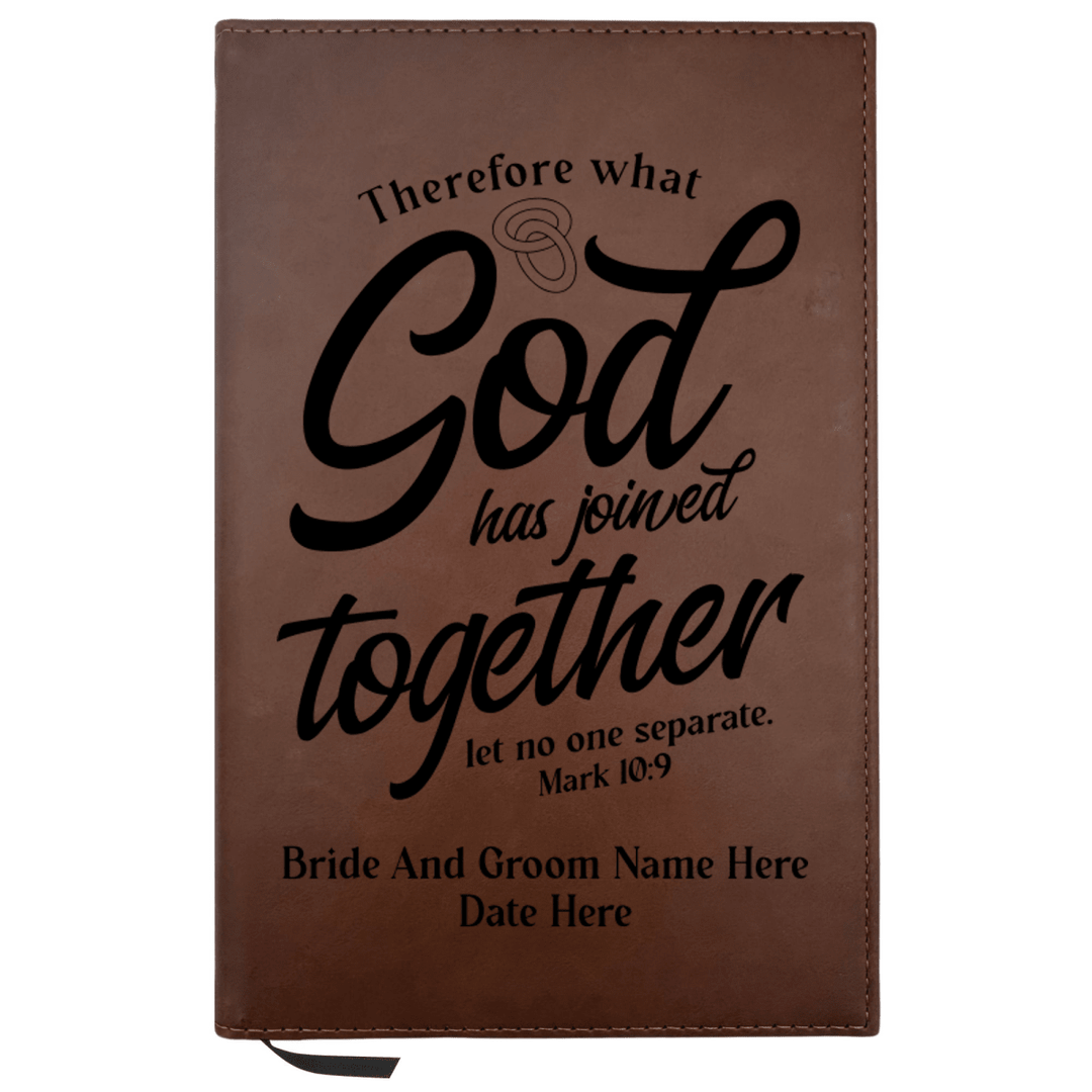 Personalized Brown Leatherette Journal Notebook | Wedding Collection - Shepherds Shelf