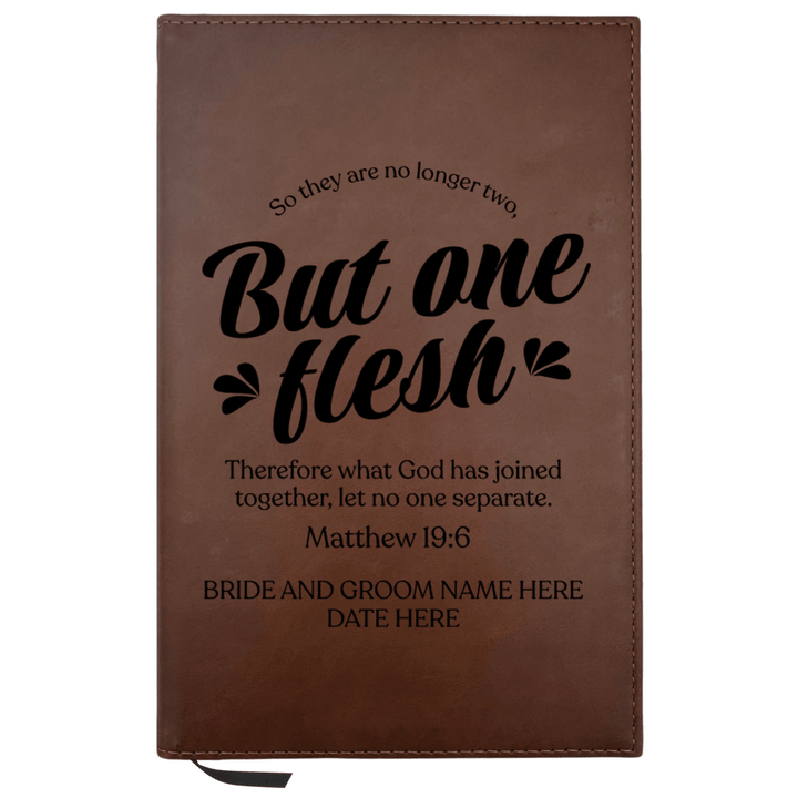 Personalized Brown Leatherette Journal Notebook | Wedding Collection - Shepherds Shelf