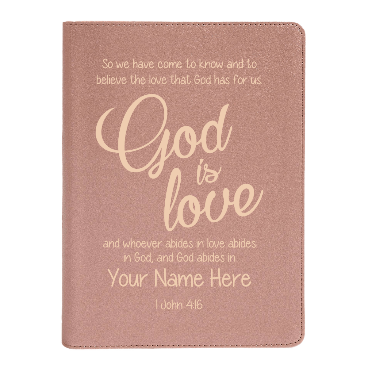 Personalized CSB She Reads Truth Community Study Bible Faux Leather Medium Print Size Rose Gold with FULL COVER 1 John 4:16 Design | Shepherds Shelf - Shepherds Shelf