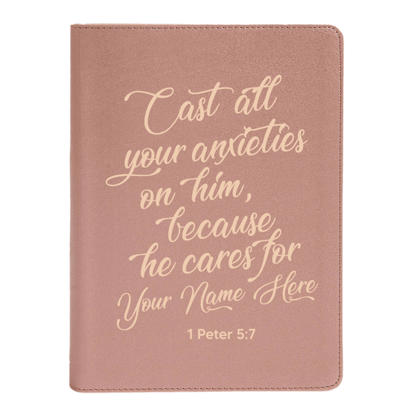 CSB She Reads Rose Gold Study Size Holy Bible Medium Print Size | 1  Peter 5:7